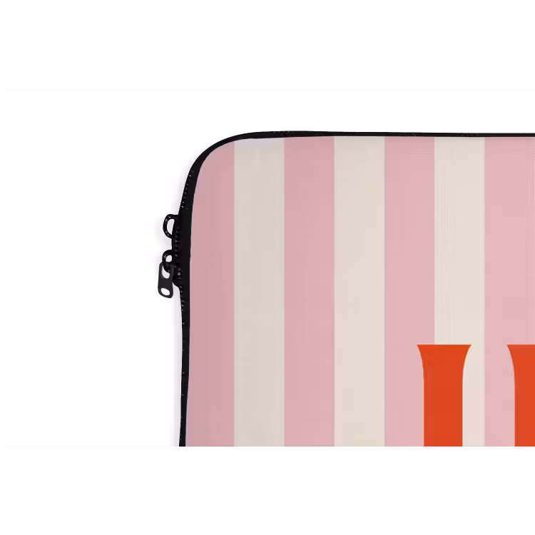 Hola - Quote - Strepen - Pastel - Roze - Rood - Wit laptophoes neopreen klein -detail