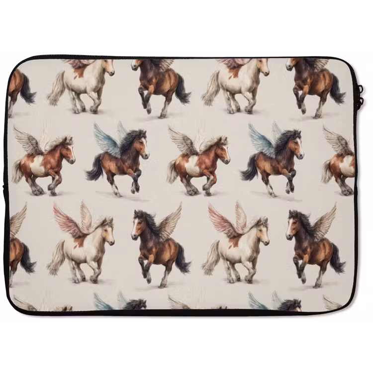 Paarden - Vleugels - Kleurrijk laptophoes neopreen klein 279 -zkaufland3dotto