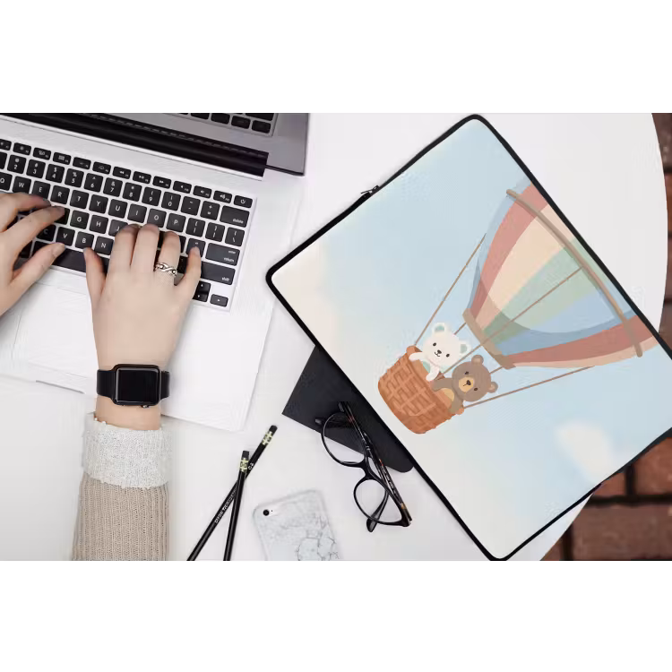 Luchtballon - Beren - Pastel laptophoes neopreen klein -bureau