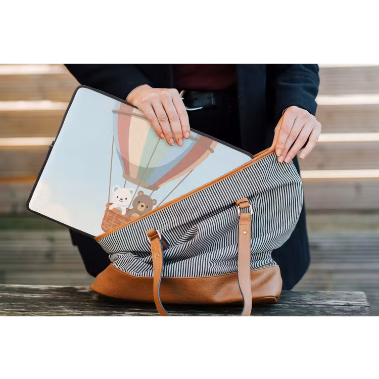 Luchtballon - Beren - Pastel laptophoes neopreen klein -tas