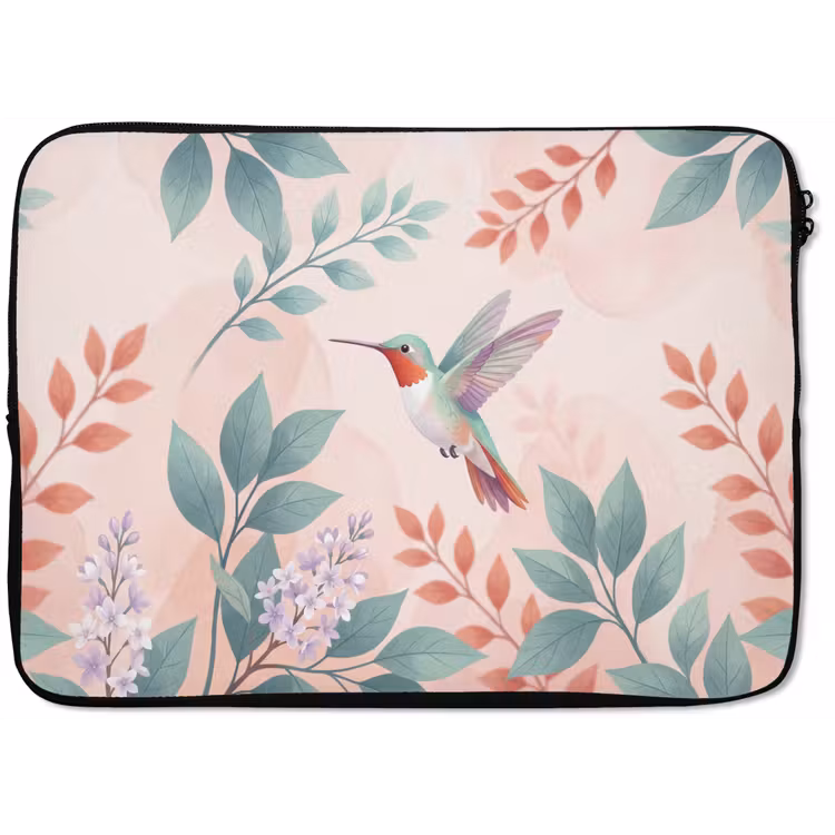 Kolibrie - Vliegen - Natuur - Illustratie - Kleurrijk laptophoes neopreen klein -zkaufland3dotto