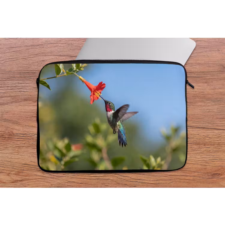 Kolibrie - Bloem - Natuur - Groen laptophoes neopreen klein -tafel