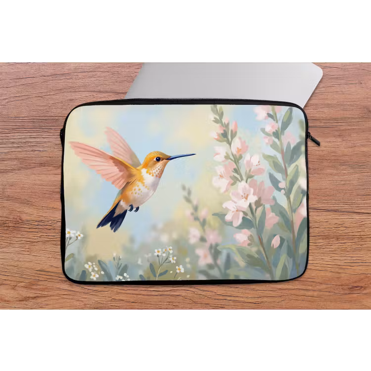 Kolibrie - Illustratie - Kleurrijk laptophoes neopreen klein -tafel