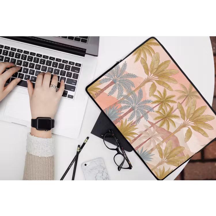 Illustratie - Palmbomen - Kleurrijk laptophoes neopreen klein -bureau