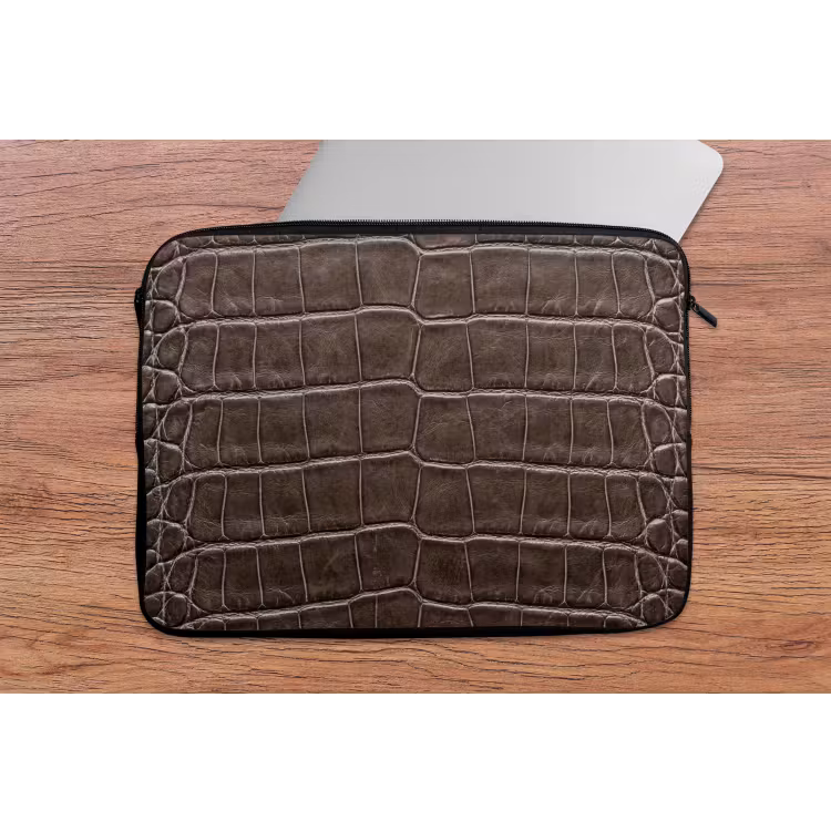 Leer - Krokodil - Mat laptophoes neopreen klein -tafel