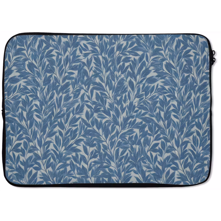Bladeren - Klassiek - Patroon - Donkerblauw - Vintage laptophoes neopreen klein 279 -zkaufland3dotto