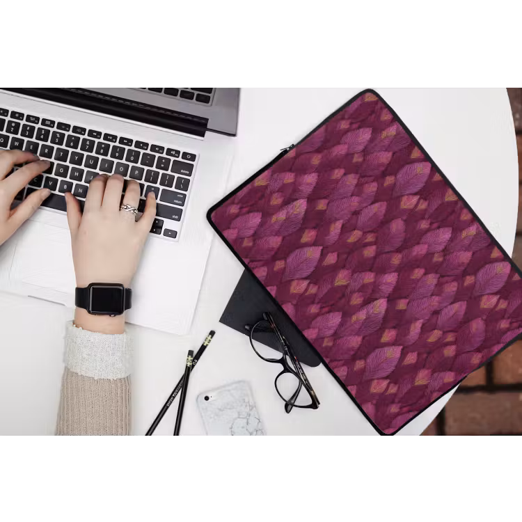 Bladeren - Patroon - Burgundy laptophoes neopreen klein 279 -bureau