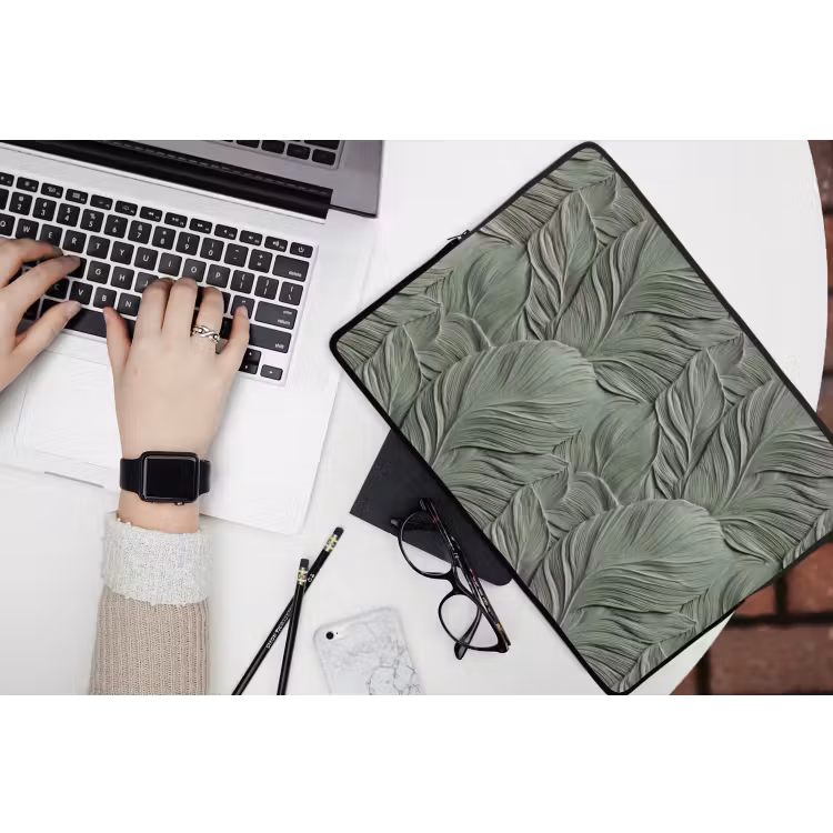 Bladeren - Textuur - Groen laptophoes neopreen klein 279 -bureau