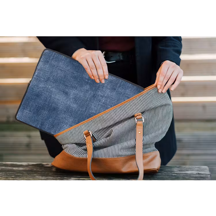 Linnen - Textuur - Patroon - Denim - Rustiek laptophoes neopreen klein 279 -tas