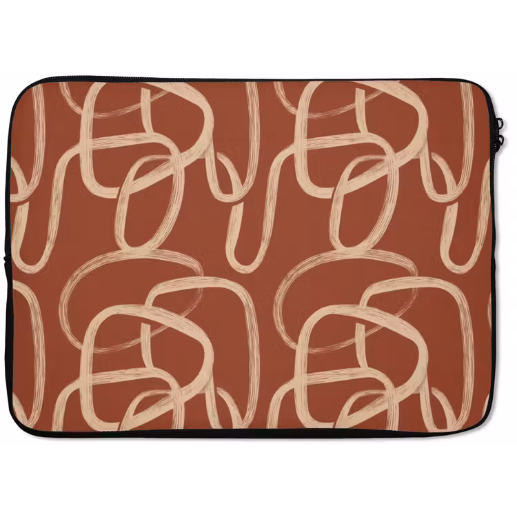 Lijnen - Abstract - Organisch - Terracotta - Crème laptophoes neopreen klein 279 -zkaufland3dotto