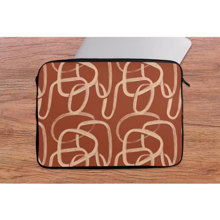 Lijnen - Abstract - Organisch - Terracotta - Crème laptophoes neopreen klein 279 -tafel