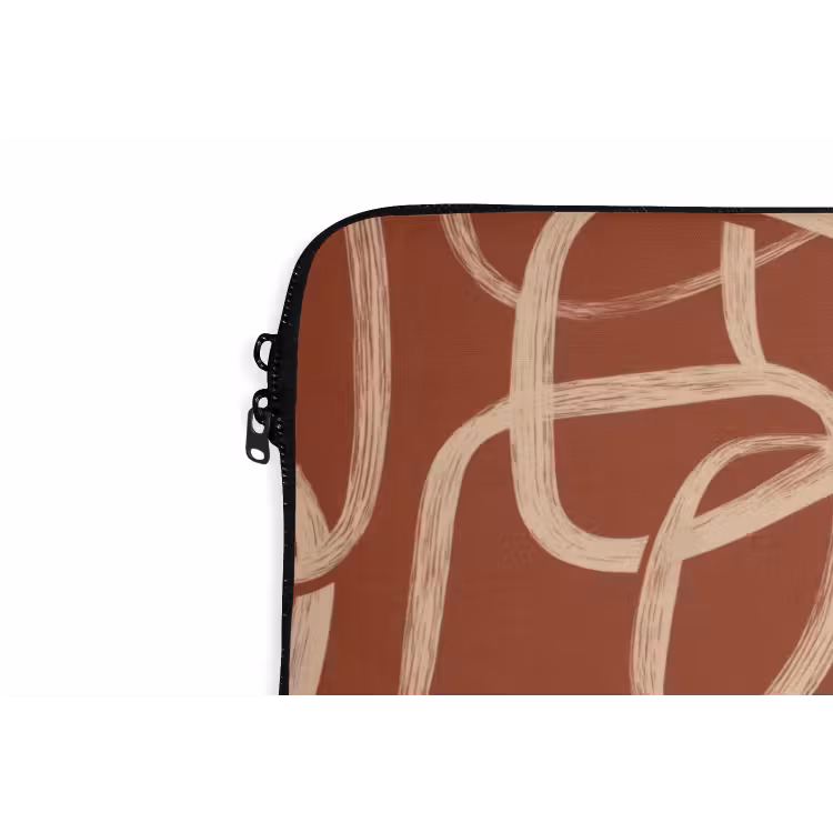 Lijnen - Abstract - Organisch - Terracotta - Crème laptophoes neopreen klein 279 -detail