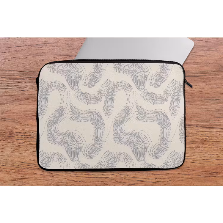 Lijnen - Patroon - Beige - Minimalistisch laptophoes neopreen klein 279 -tafel