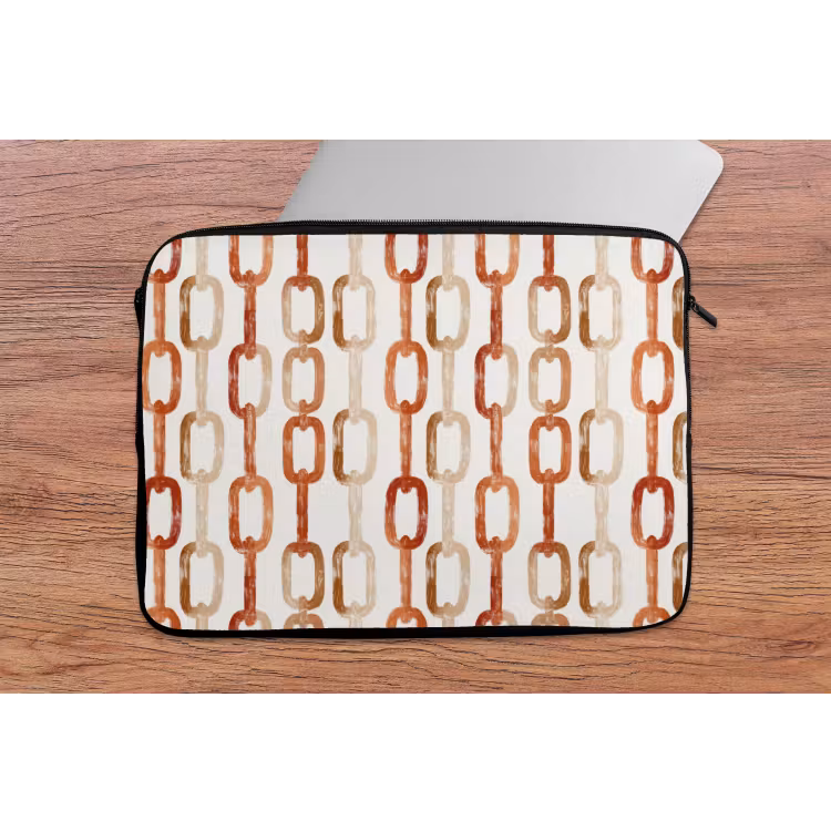 Schakels - Patroon - Aquarel - Terracotta laptophoes neopreen klein 279 -tafel