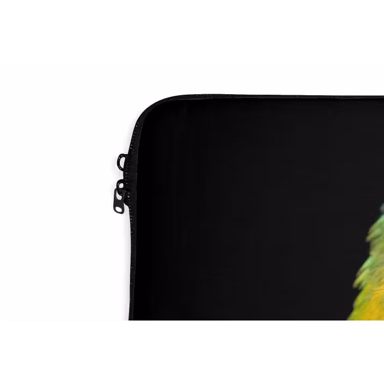 Ara - Portret - Groen laptophoes neopreen klein -detail