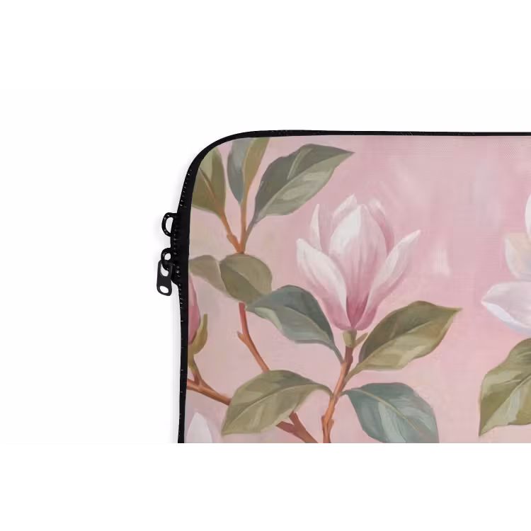 Magnolia's - Patroon - Roze laptophoes neopreen klein -detail