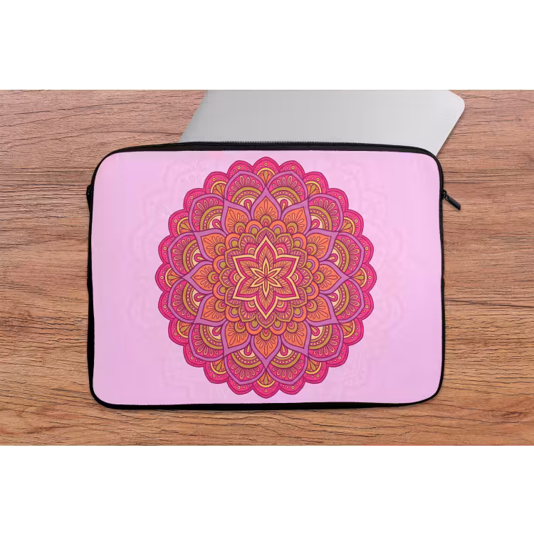 Mandala - Cirkel - Spiritueel - Oosters - Roze laptophoes neopreen klein -tafel