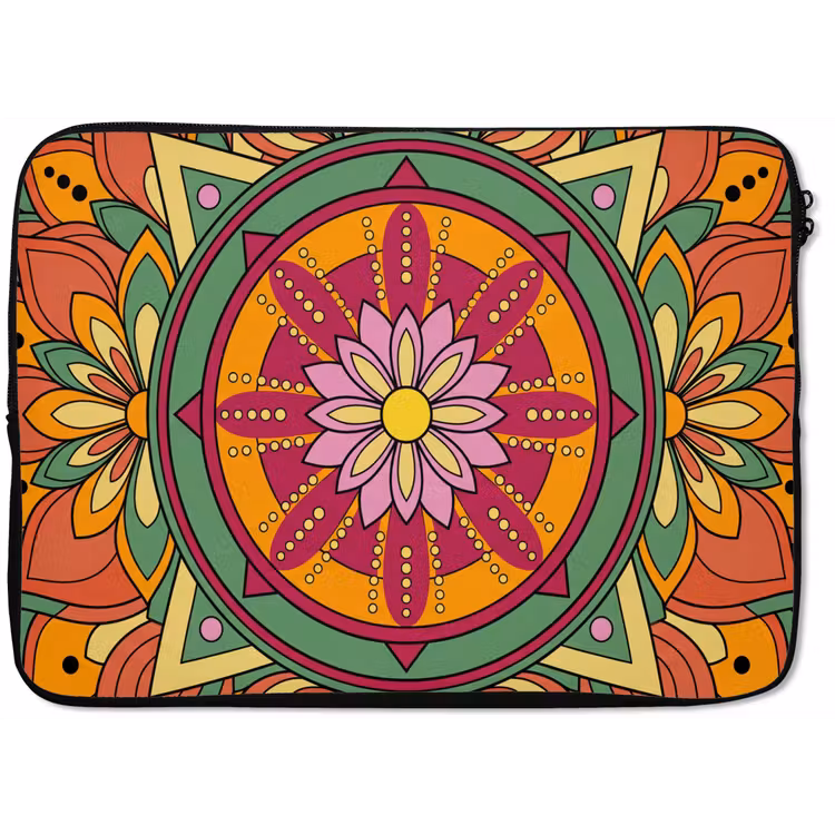 Mandala - Bloemen - Abstract - Kleurrijk laptophoes neopreen klein -zkaufland3dotto