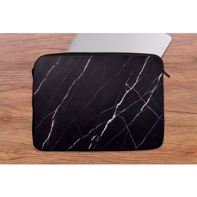 Marmer - Patroon - Abstract - Modern - Zwart laptophoes neopreen klein -tafel