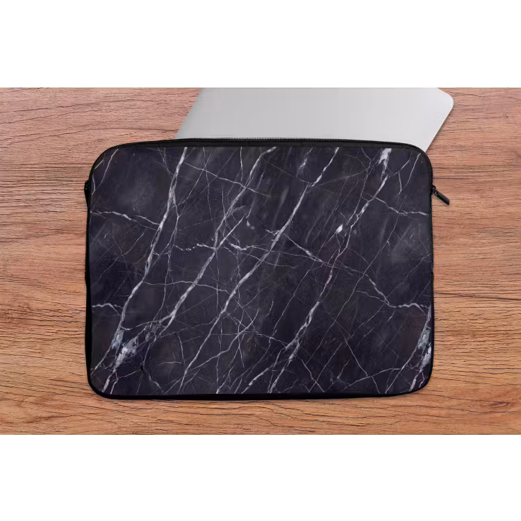 Marmer - Patroon - Modern - Zwart - Wit laptophoes neopreen klein -tafel