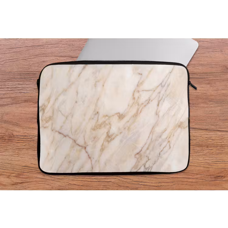 Marmer - Ader - Abstract - Wit - Goud laptophoes neopreen klein -tafel