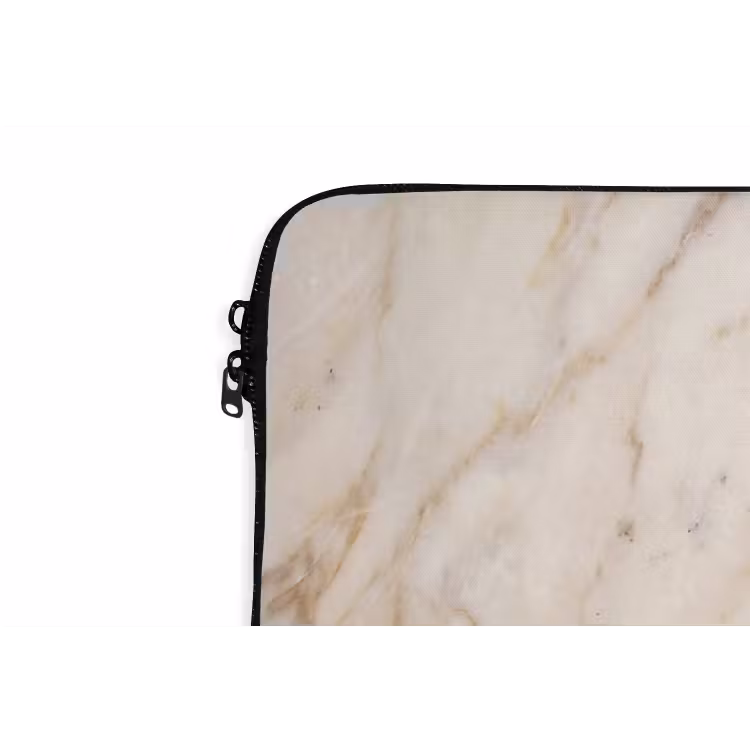 Marmer - Ader - Abstract - Wit - Goud laptophoes neopreen klein -detail