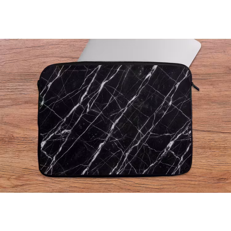 Marmer - Aders - Abstract - Zwart laptophoes neopreen klein -tafel