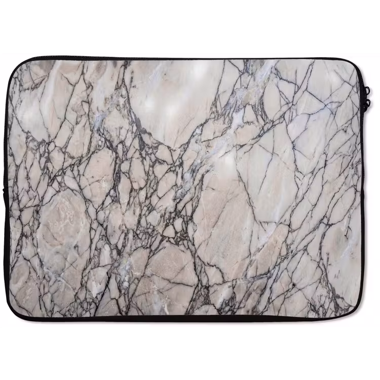 Marmer - Aderen - Patroon - Wit - Grijs laptophoes neopreen klein -zkaufland3dotto