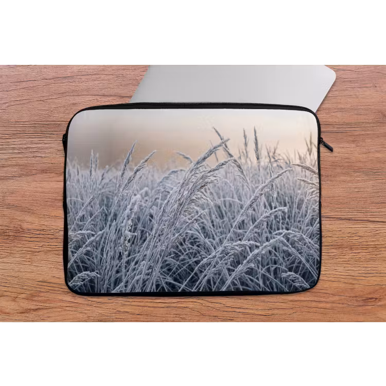 Rijp - Gras - Kristallen - Winter - Minimalistisch laptophoes neopreen klein -tafel