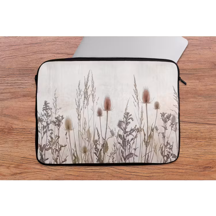 Weidebloemen - Design - Sepia laptophoes neopreen klein -tafel
