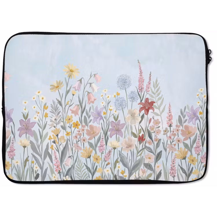 Weidebloemen - Illustratie - Kleurrijk laptophoes neopreen klein -zkaufland3dotto
