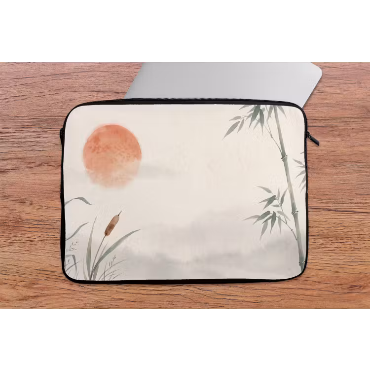 Minimalistisch - Bamboe - Groen laptophoes neopreen klein -tafel