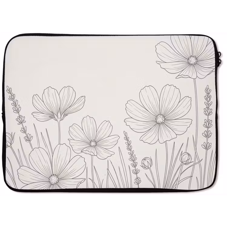 Minimalistisch - Modern - Bloemen - Beige laptophoes neopreen klein -zkaufland3dotto