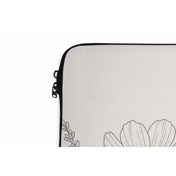 Minimalistisch - Modern - Bloemen - Beige laptophoes neopreen klein -detail