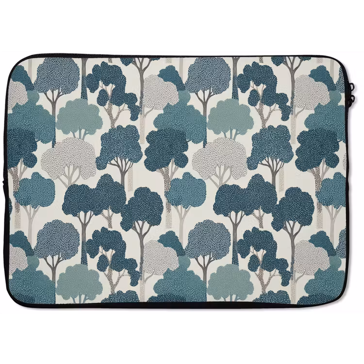 Modern - Bomen - Bos - Patroon - Blauw laptophoes neopreen klein 279 -zkaufland3dotto