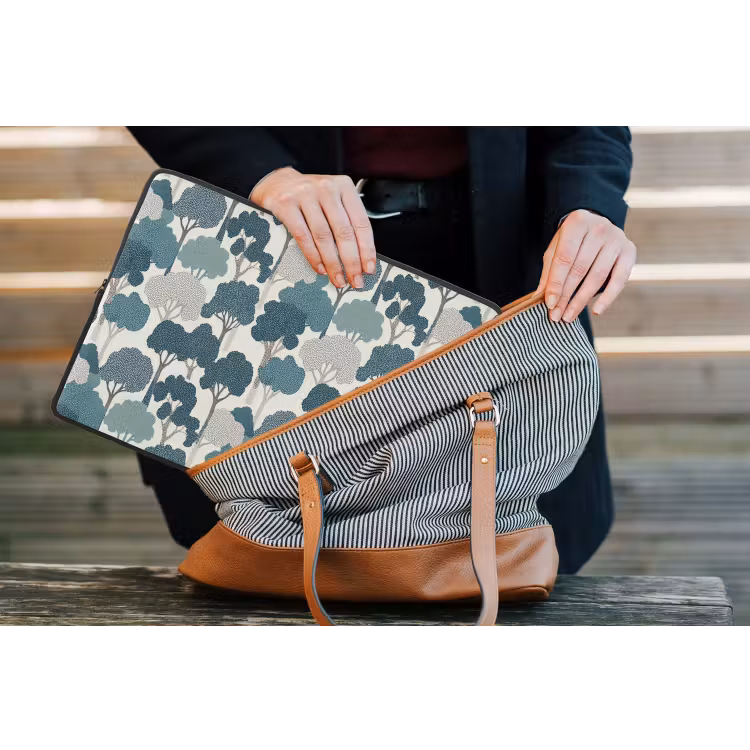 Modern - Bomen - Bos - Patroon - Blauw laptophoes neopreen klein 279 -tas