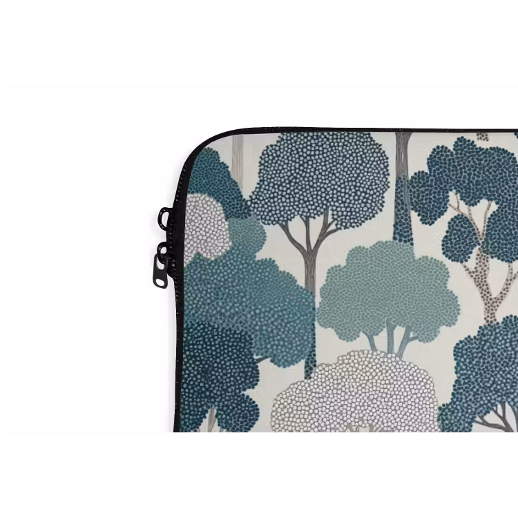 Modern - Bomen - Bos - Patroon - Blauw laptophoes neopreen klein 279 -detail