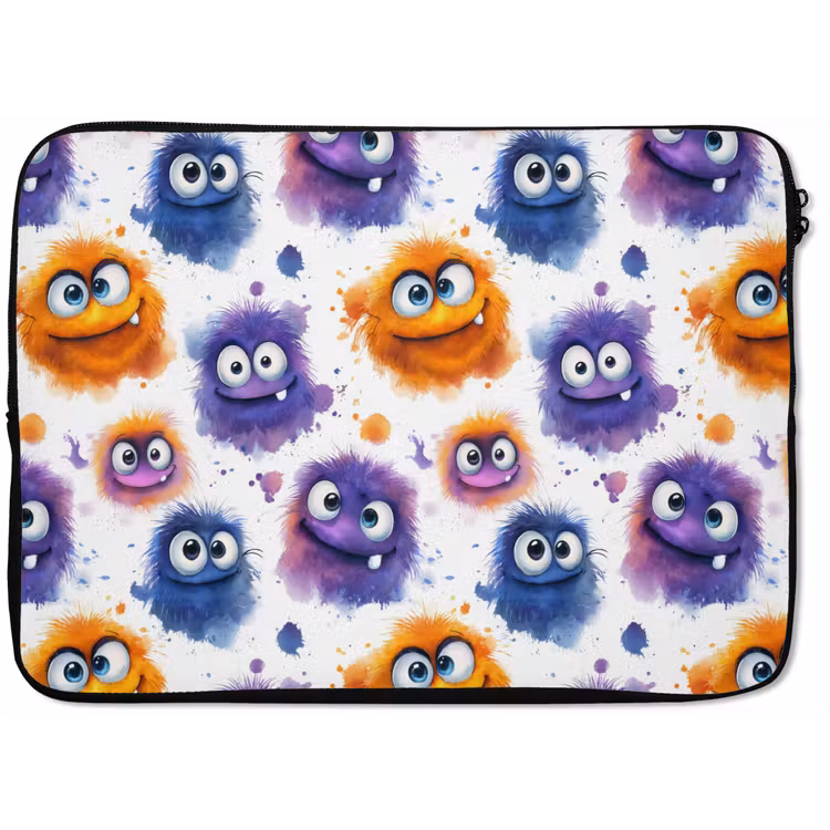 Monstertjes - Aquarel - Kleurrijk laptophoes neopreen klein 279 -zkaufland3dotto
