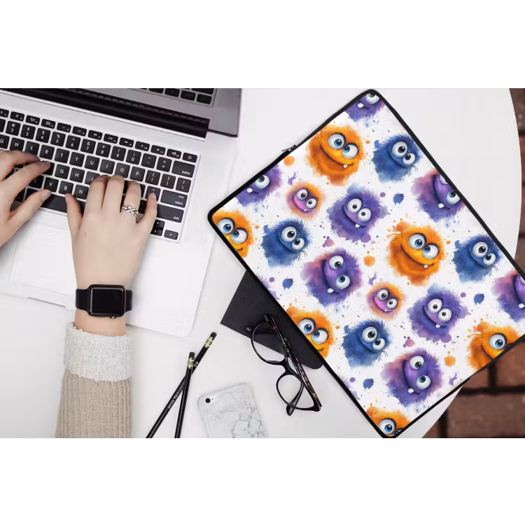 Monstertjes - Aquarel - Kleurrijk laptophoes neopreen klein 279 -bureau