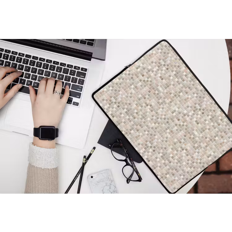 Mozaïek - Patroon- Taupe laptophoes neopreen klein 279 -bureau