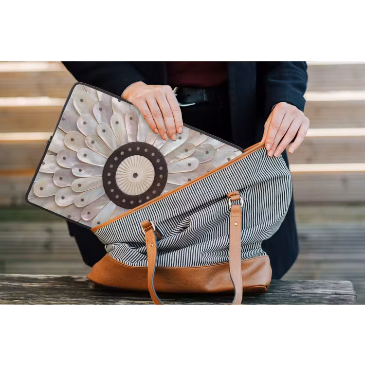 Parelmoer - Patroon - Decoratie - Ambacht - Wit laptophoes neopreen klein -tas