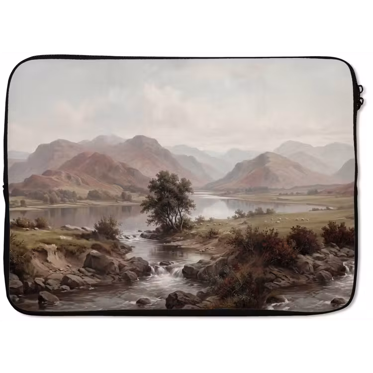 Berglandschap - Meer - Bergen - Vallei - Klassiek laptophoes neopreen klein -zkaufland3dotto