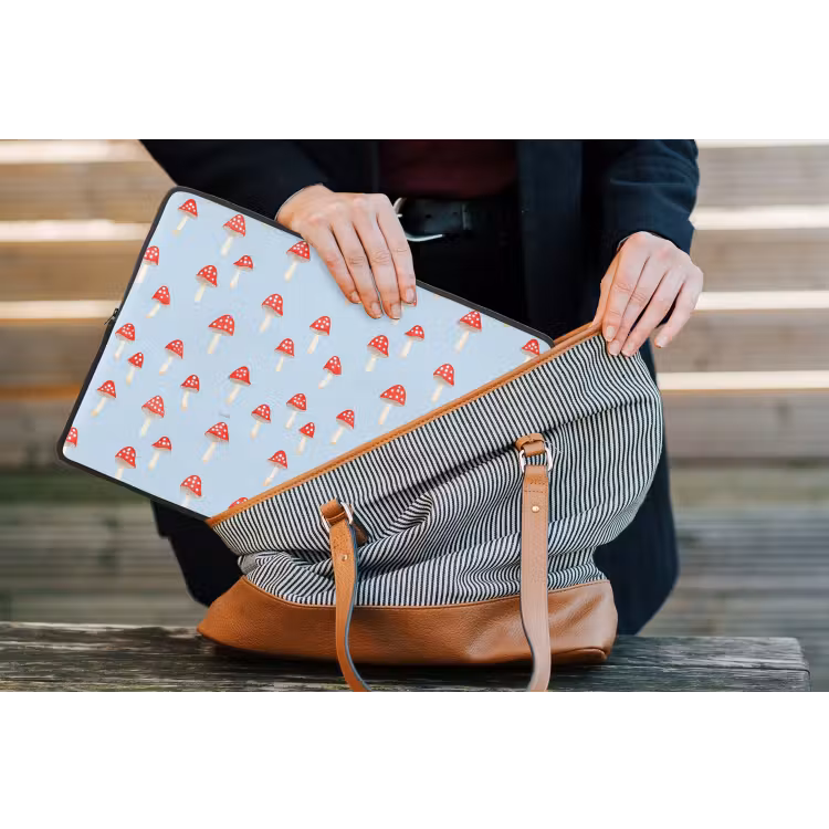 Paddenstoel -Sprookje - Blauw laptophoes neopreen klein 279 -tas