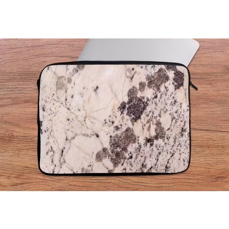 Natuursteen - Patroon - Abstract - Beige - Grijs laptophoes neopreen klein -tafel