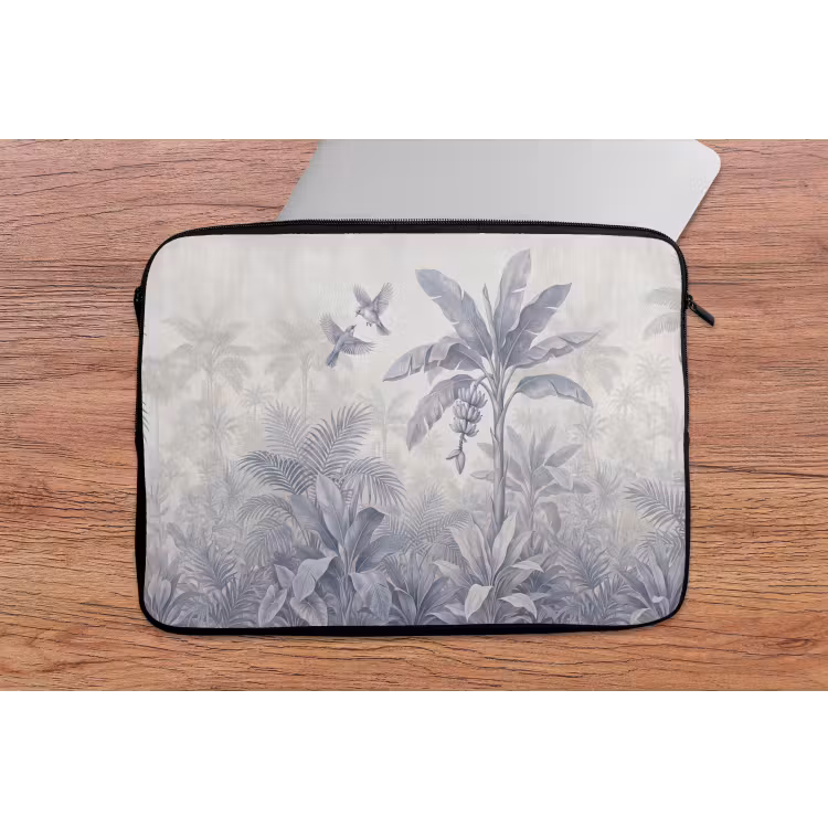 Natuur - Vogel - Jungle - Illustratie - Blauw laptophoes neopreen klein -tafel