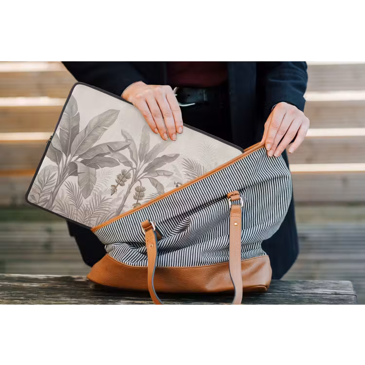 Natuur - Jungle - Ringstaartmaki - Bruin laptophoes neopreen klein -tas