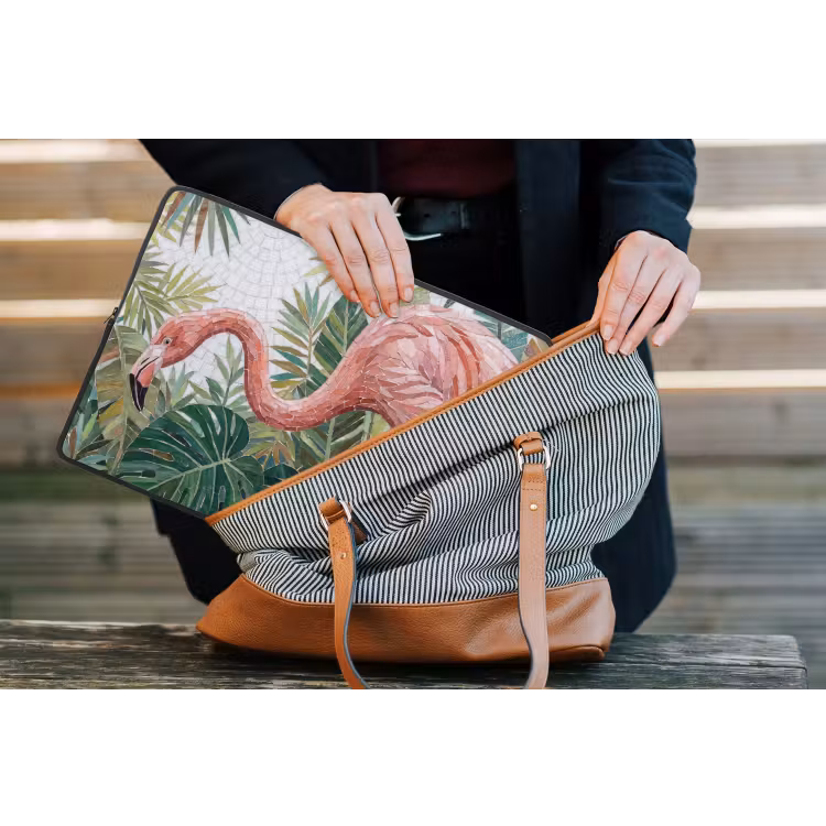 Natuur - Bladeren - Abstract - Groen - Vogel laptophoes neopreen klein -tas