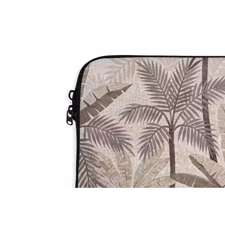 Natuur - Bladeren - Landschap - Mozaïek - Beige laptophoes neopreen klein -detail