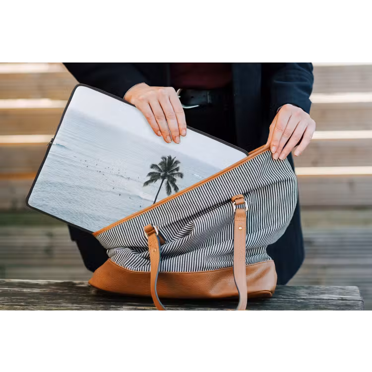 Oceaan - Palmbomen - Surfers laptophoes neopreen klein -tas