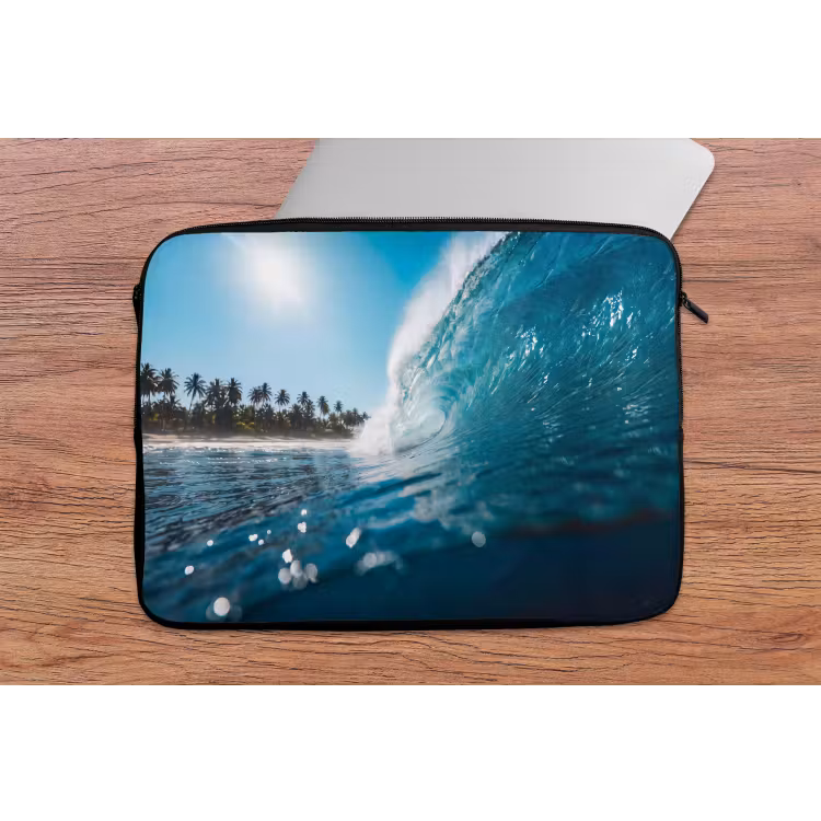 Oceaan - Golf - Strand - Natuur - Blauw laptophoes neopreen klein -tafel